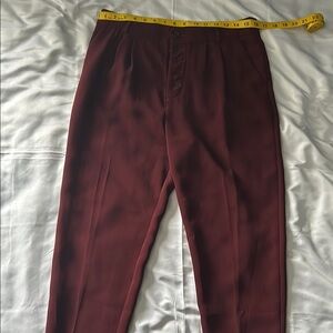 Anthropologie Burgundy Cropped Pants with Relaxed Fit